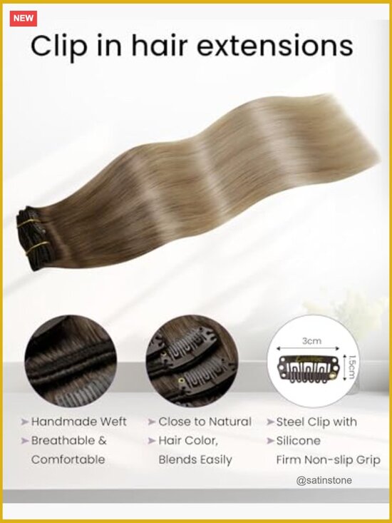 Clip in Hair Extensions Real Human Hair Silky Straight 18 inch 5pcs 80g main image 4